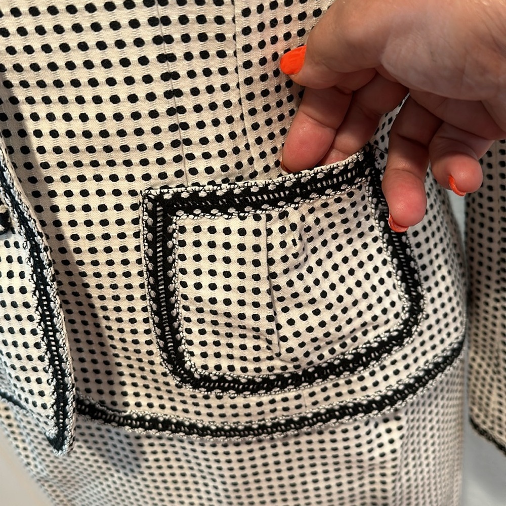 Francesca Mammoliti • B&W Polkadot Vintage Skirt and Blazer Suit • Sz 8 - Picture 3 of 16